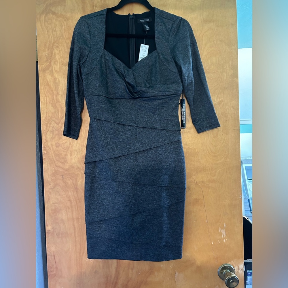 WHBM 3/4 sleeved, lined, back zipper, slimming dress